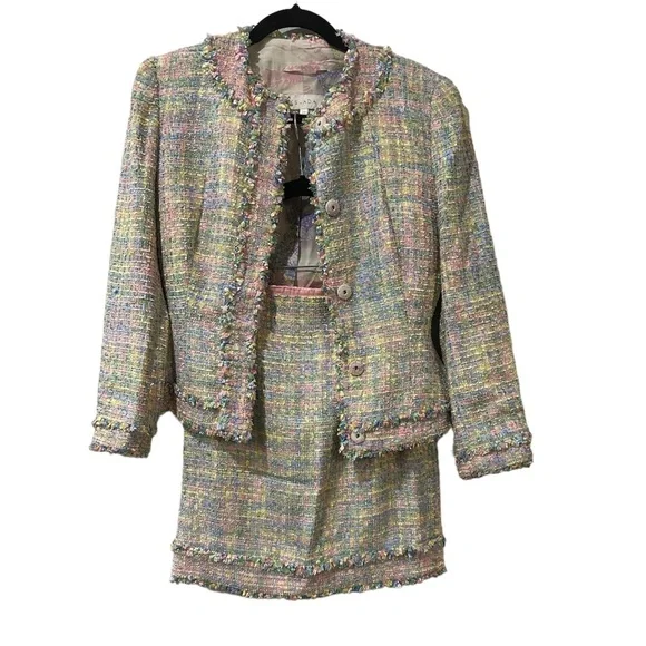 Escada Vintage Tweed Pastel Blazer and Skirt 2 Piece Suit Set - Picture 6 of 16
